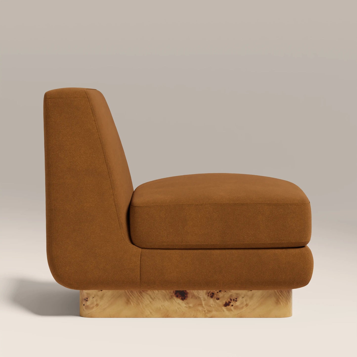Amara Accent Chair in brown fabric, angled view