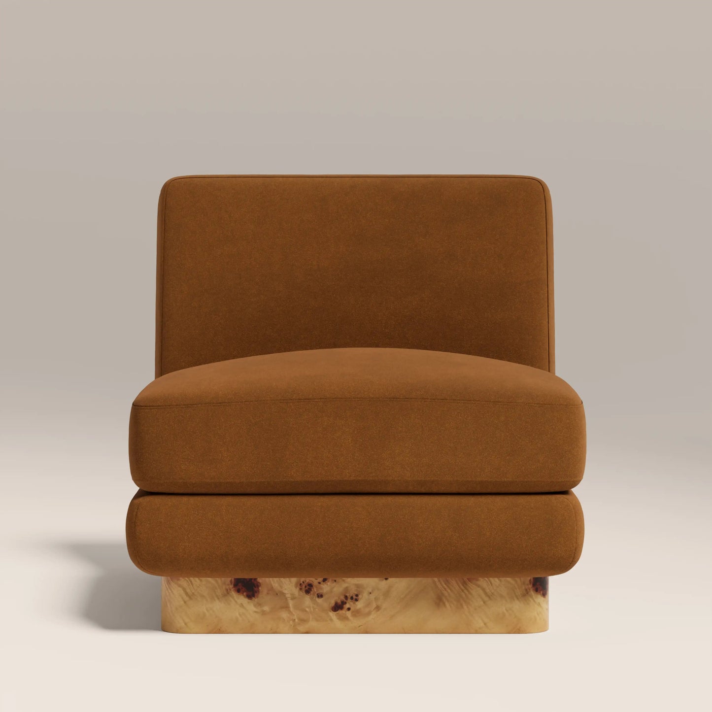 Amara Accent Chair in brown fabric, side view