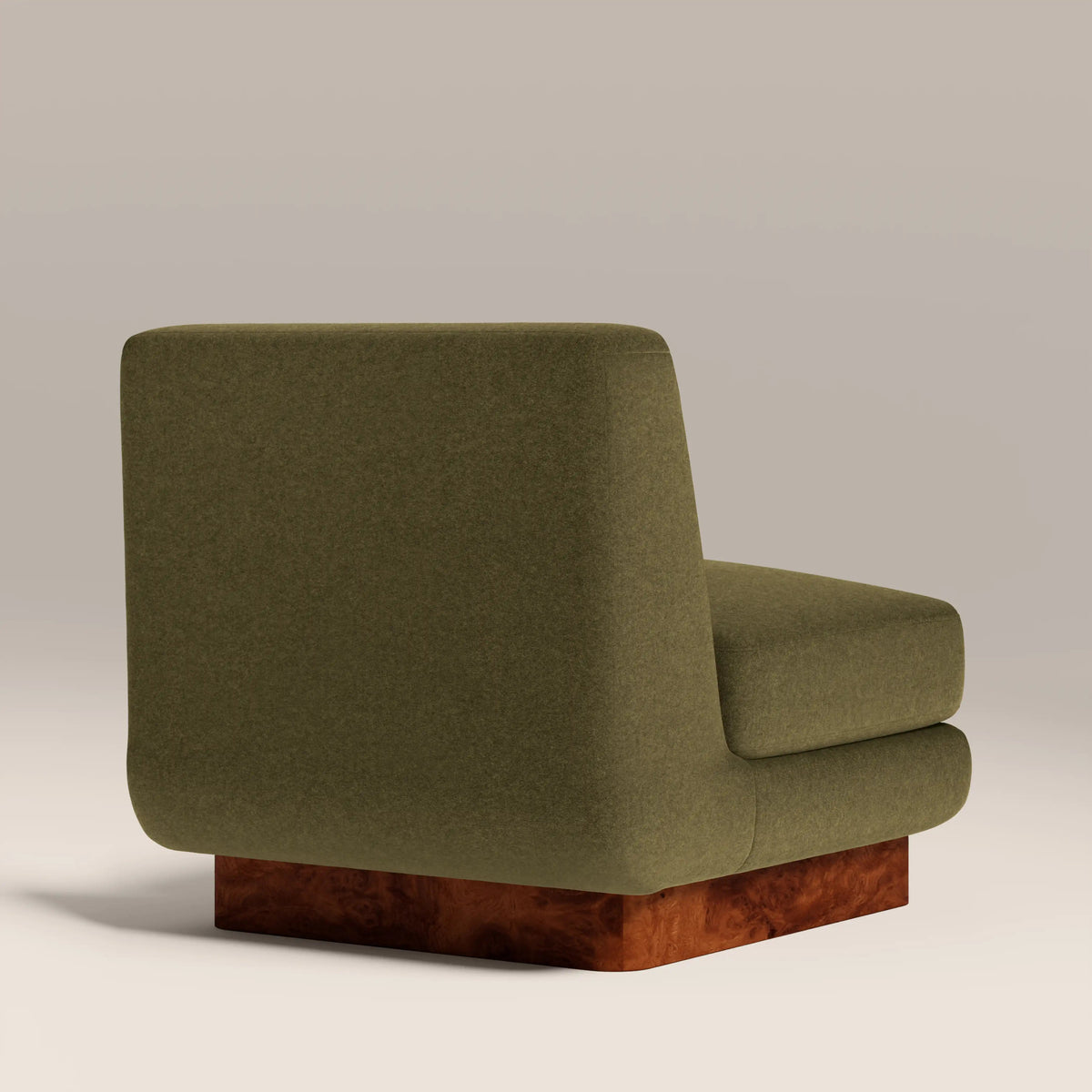 Amara Accent Chair – Green , Burl Wood Frame