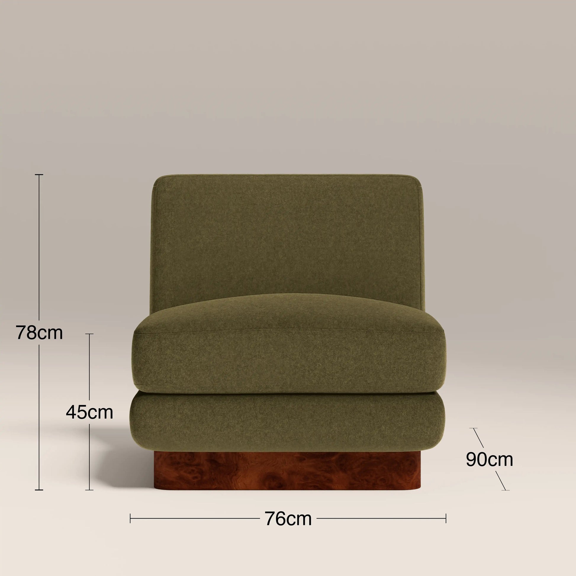 Amara Accent Chair – Green , Burl Wood Frame