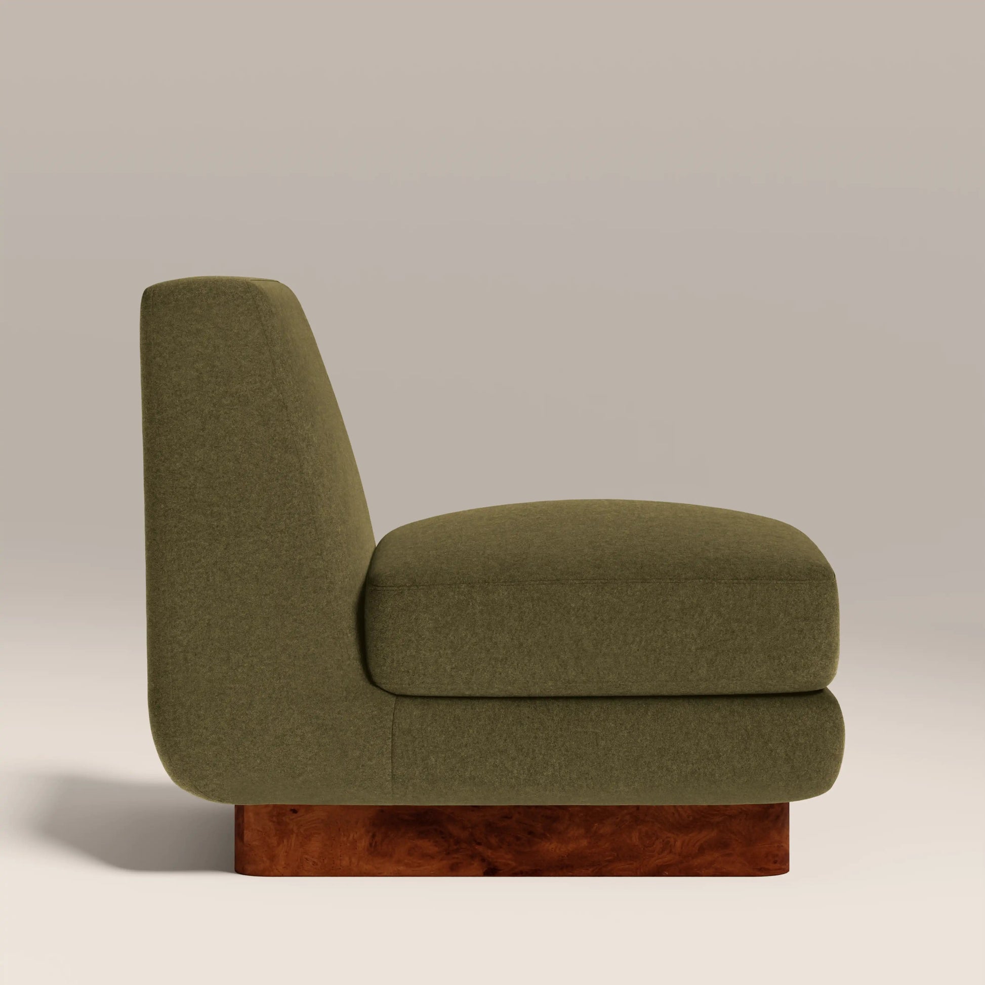 Amara Accent Chair – Green , Burl Wood Frame