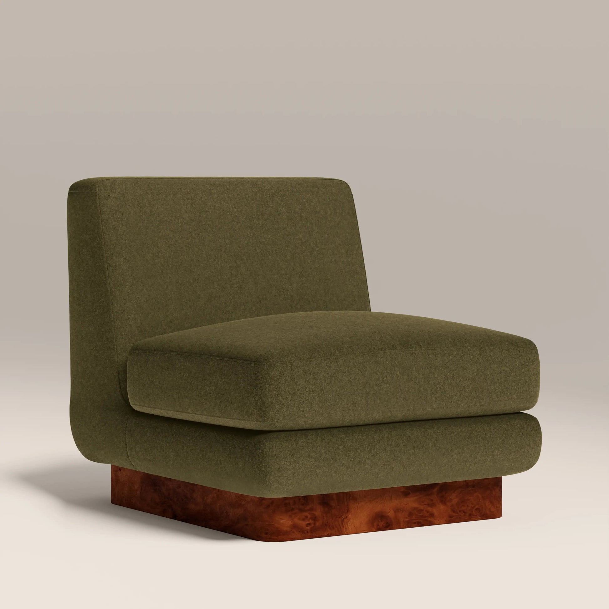 Amara Accent Chair – Brown, Burl Wood Frame