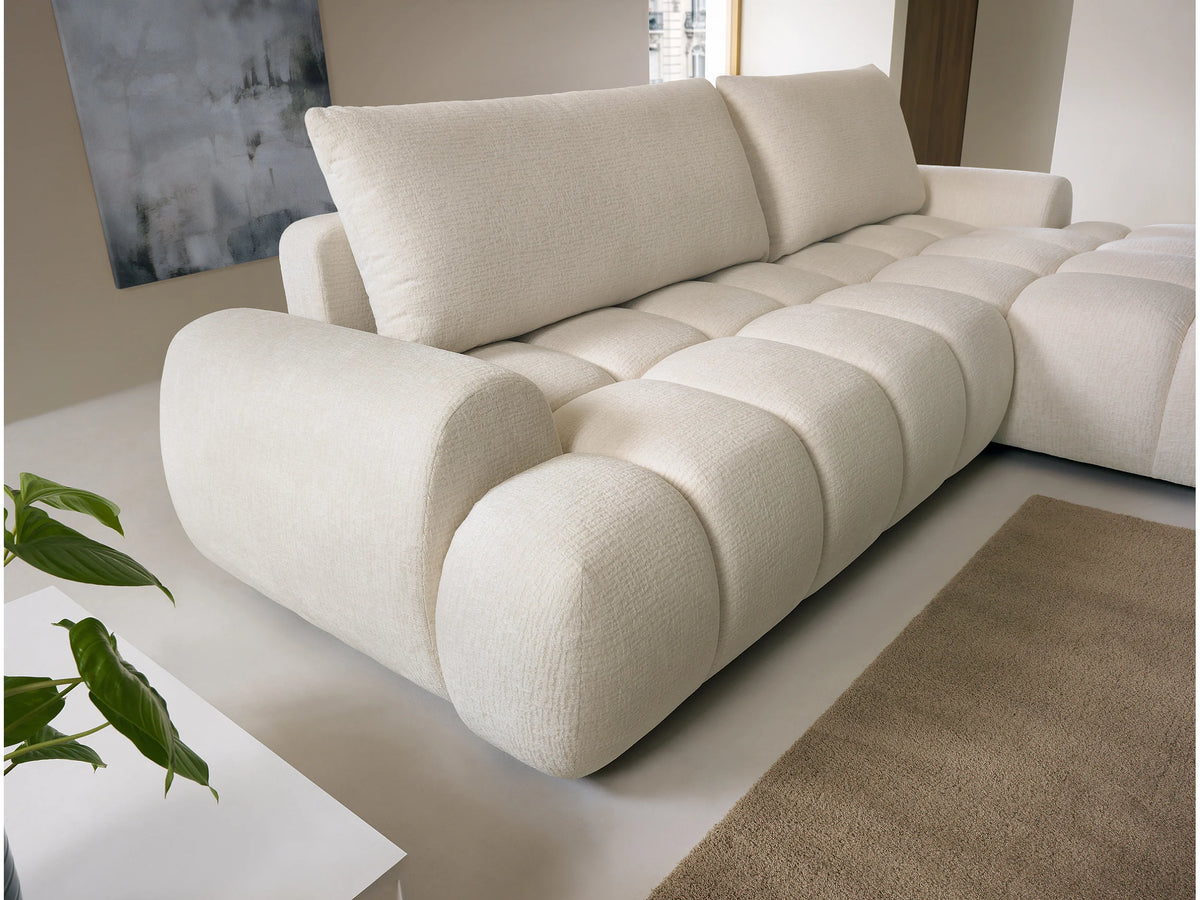 Amira corner sofa bed quilted chenille fabric detail