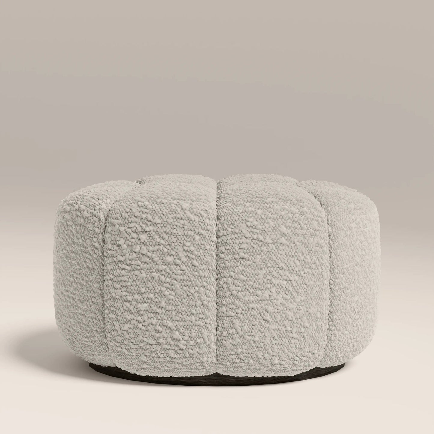 Cream ottoman footstool with walnut stained oak base