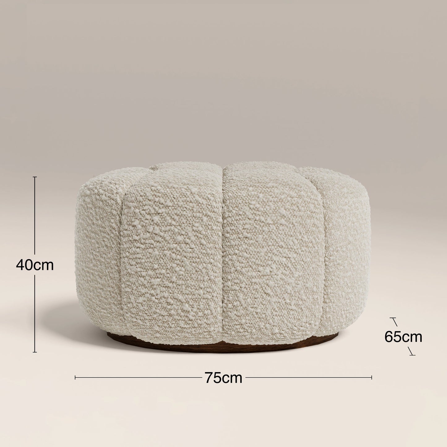 Cream ottoman footstool angled view