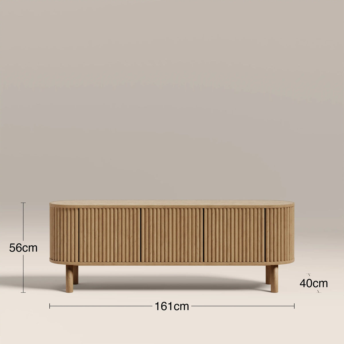 Oak TV unit styled in a bright living room