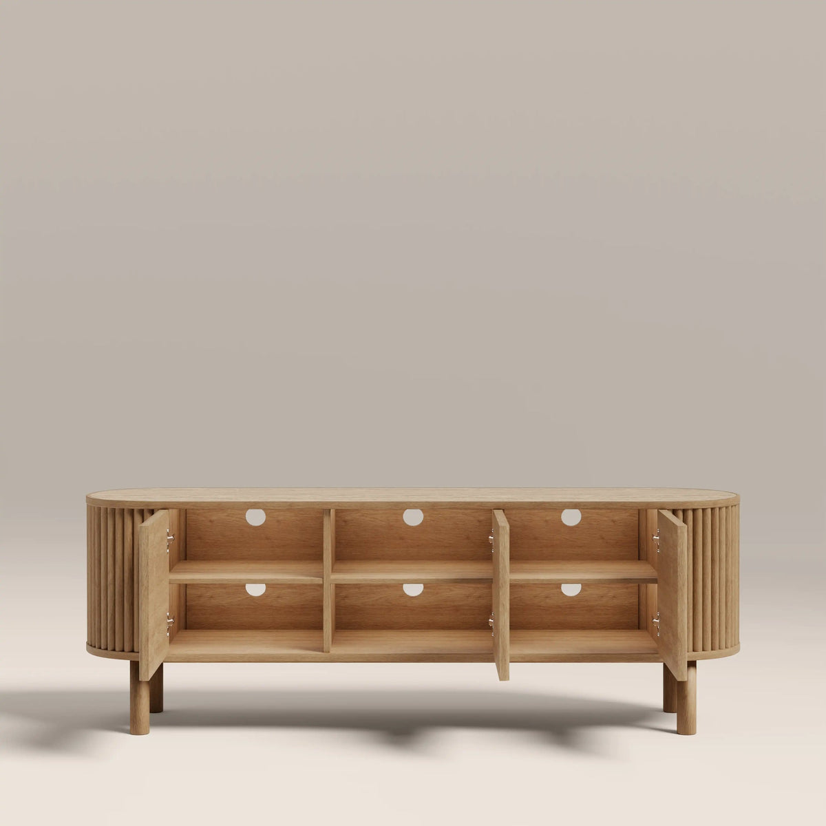 Ayla 3 Door TV Unit – Oak with Travertine Top