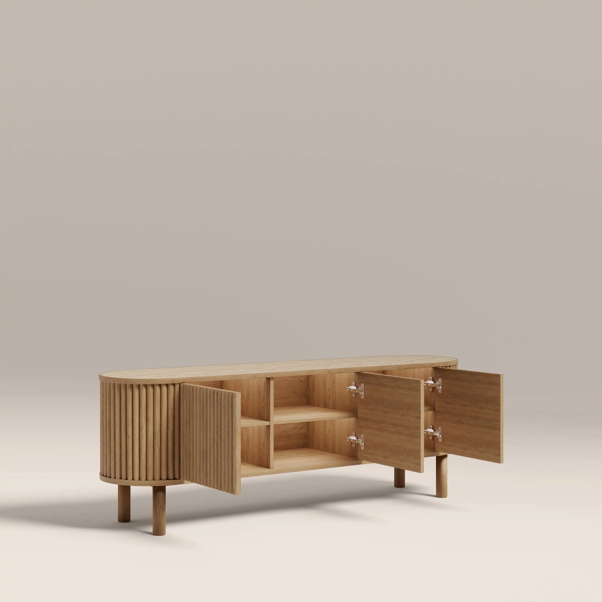 Ayla 3 Door TV Unit – Oak with Travertine Top