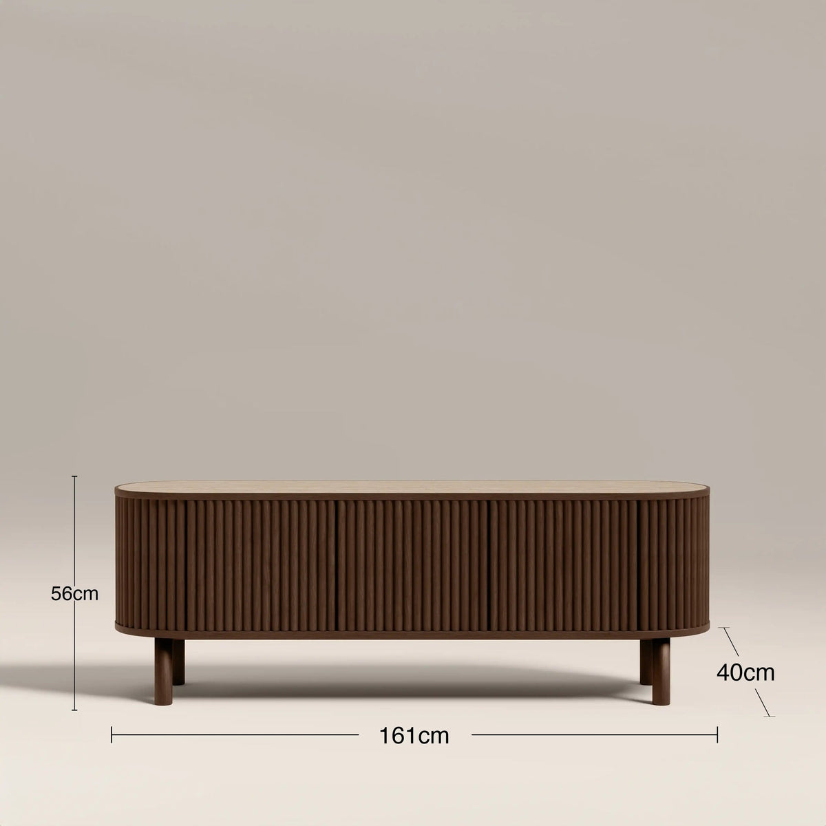 Ayla 3 Door TV Unit – Walnut with Travertine Top