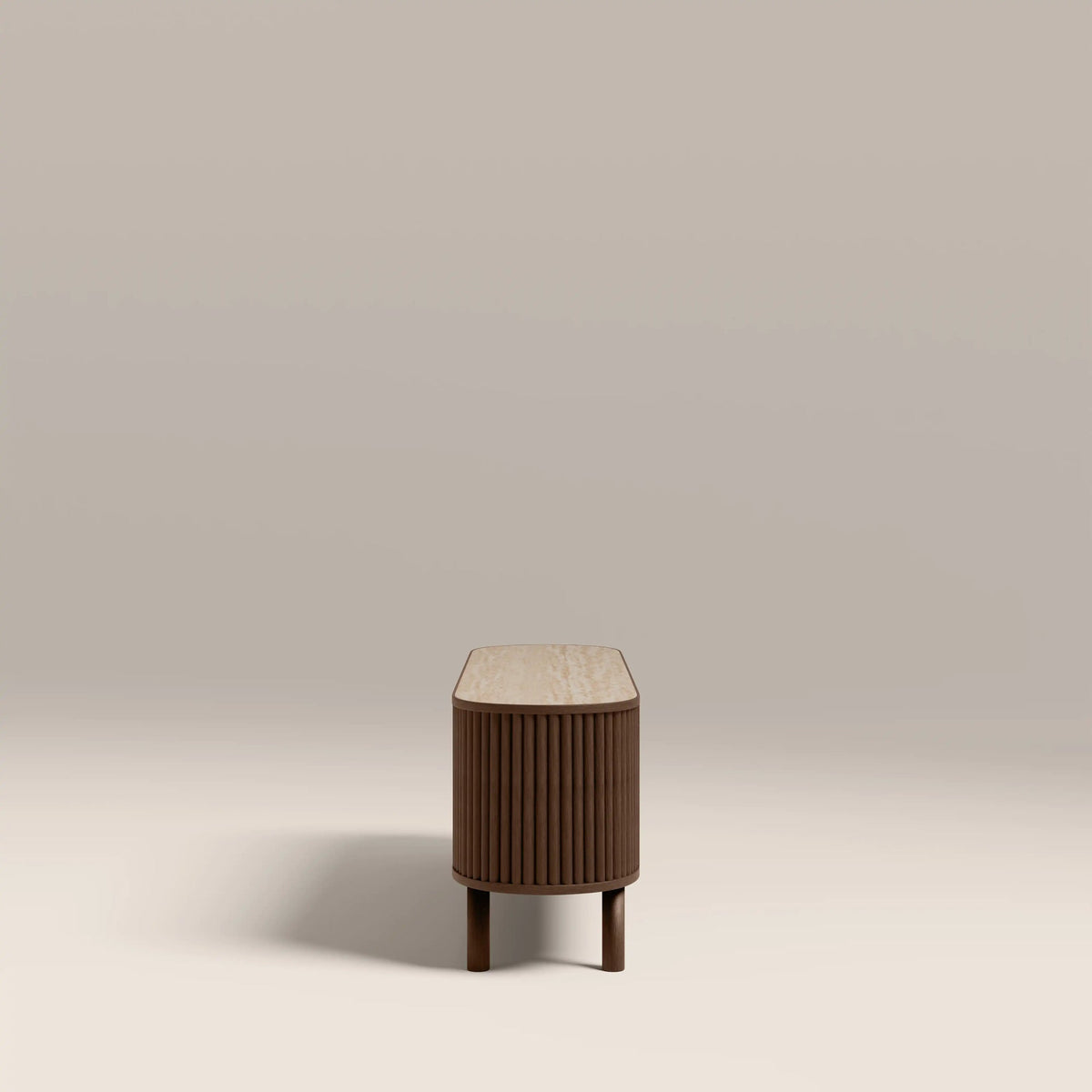 Ayla 3 Door TV Unit – Walnut with Travertine Top
