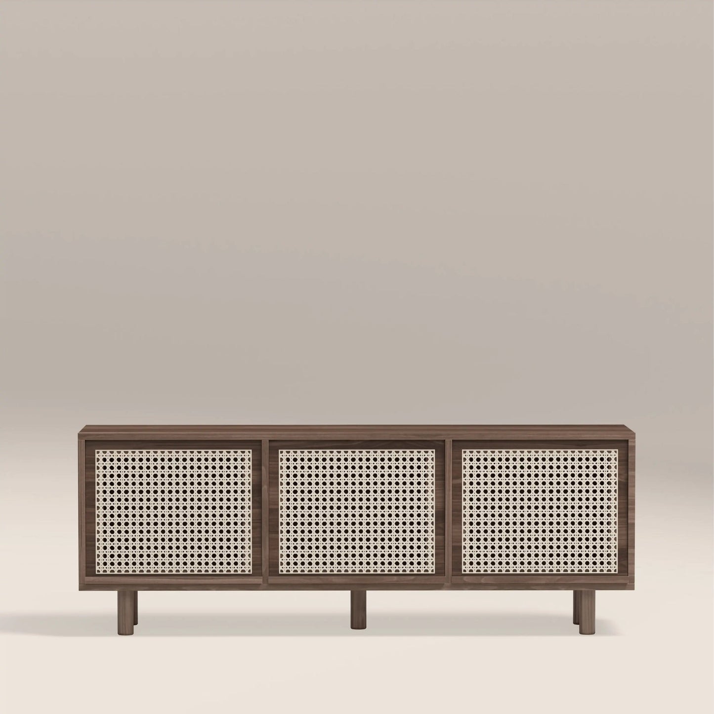 Walnut and oak TV unit front view