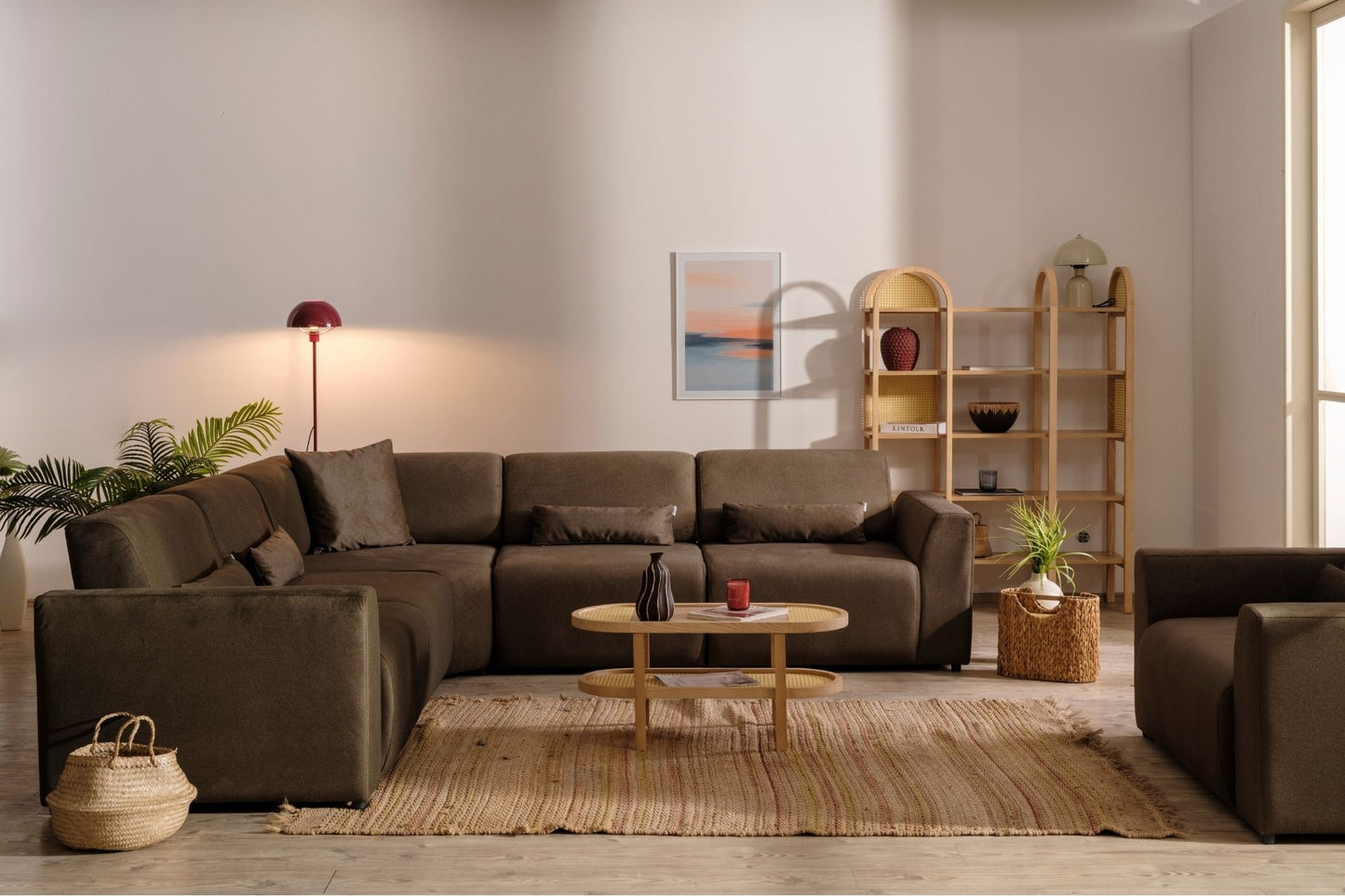 Elara modular L-shape corner sofa in emerald green