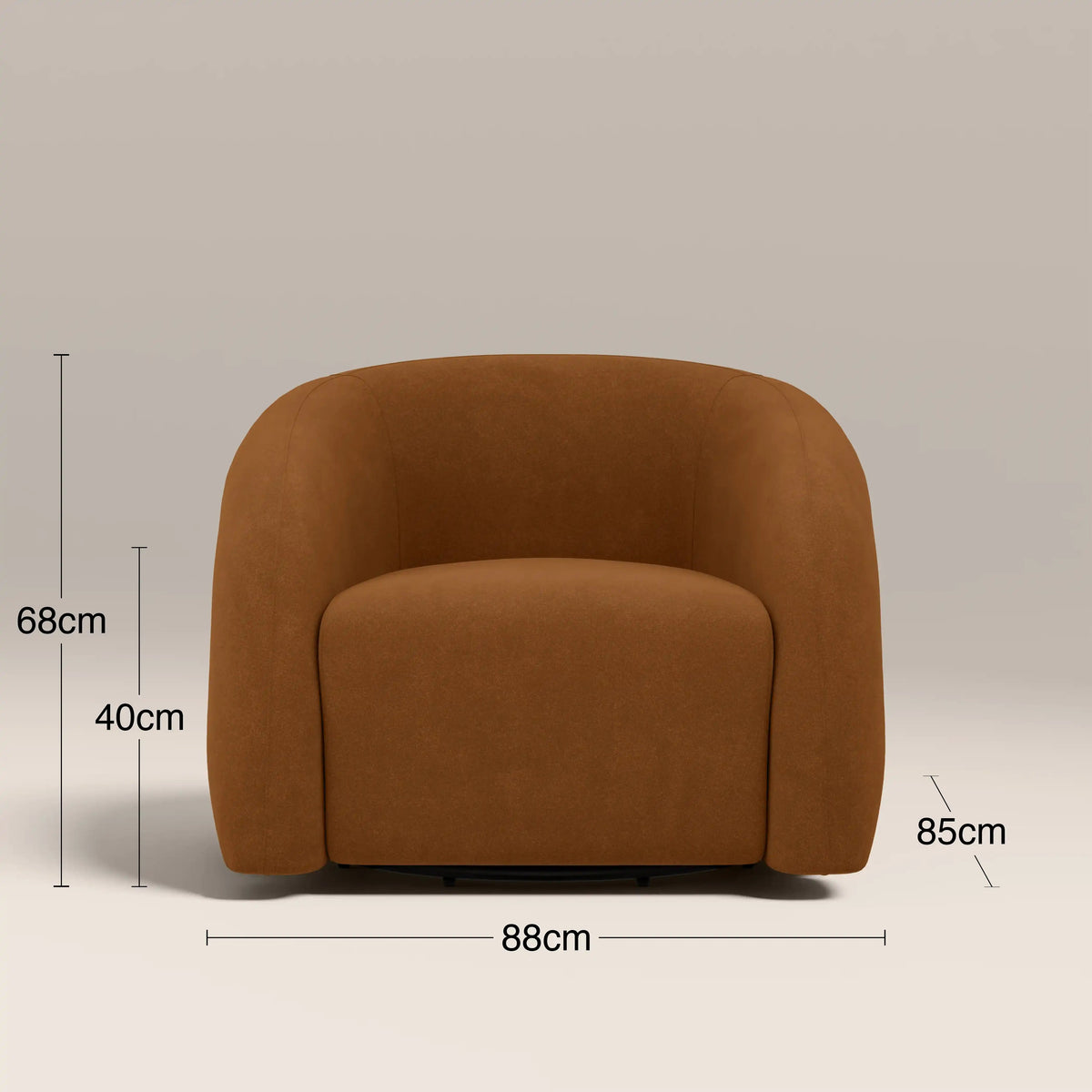 Elina Accent Chair in brown fabric, close-up view