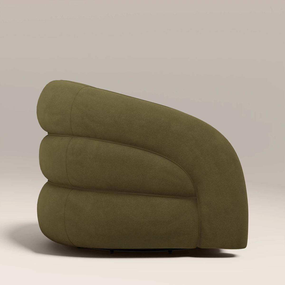 Elina Accent Chair in green fabric, angled view