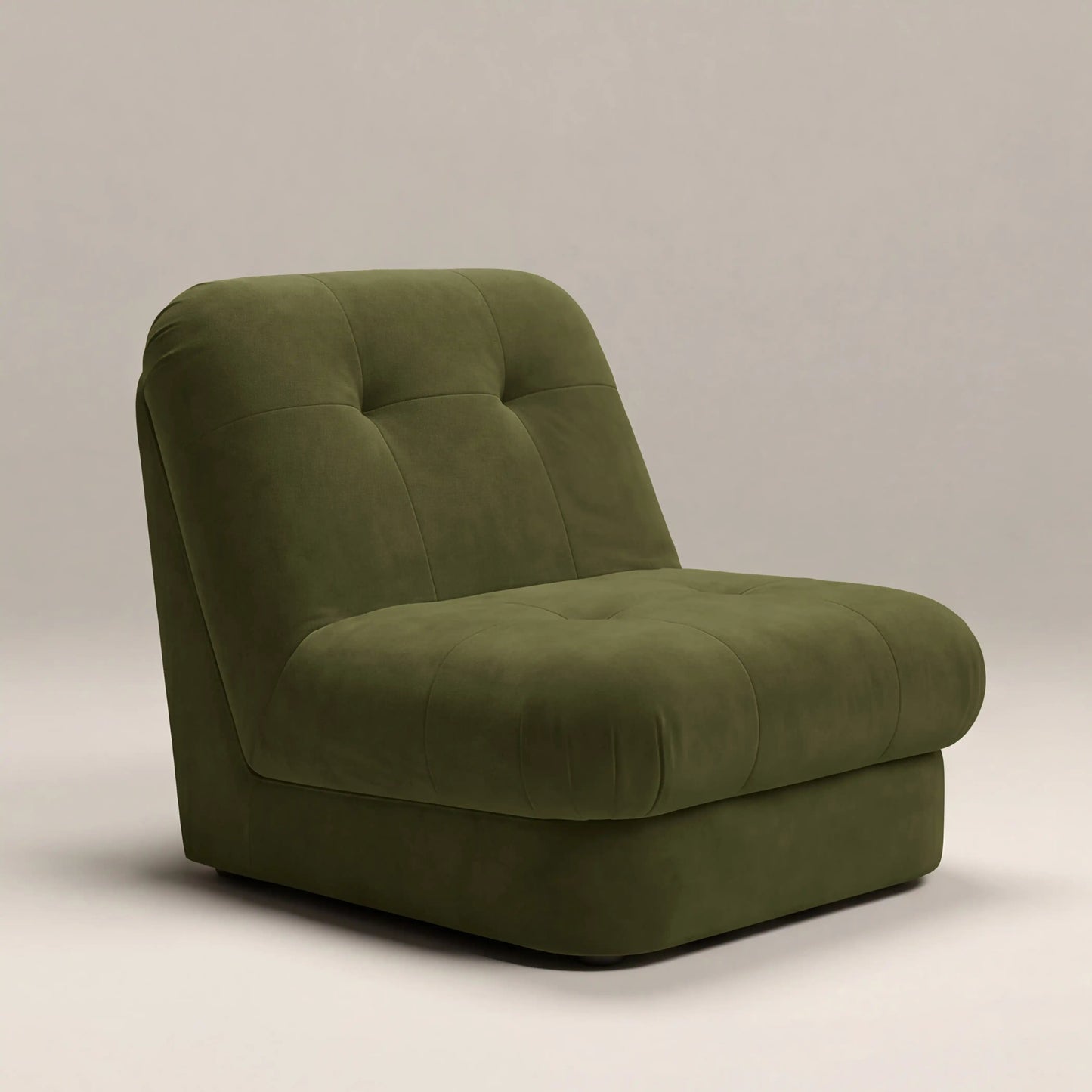 Freya Armchair in green fabric, front view