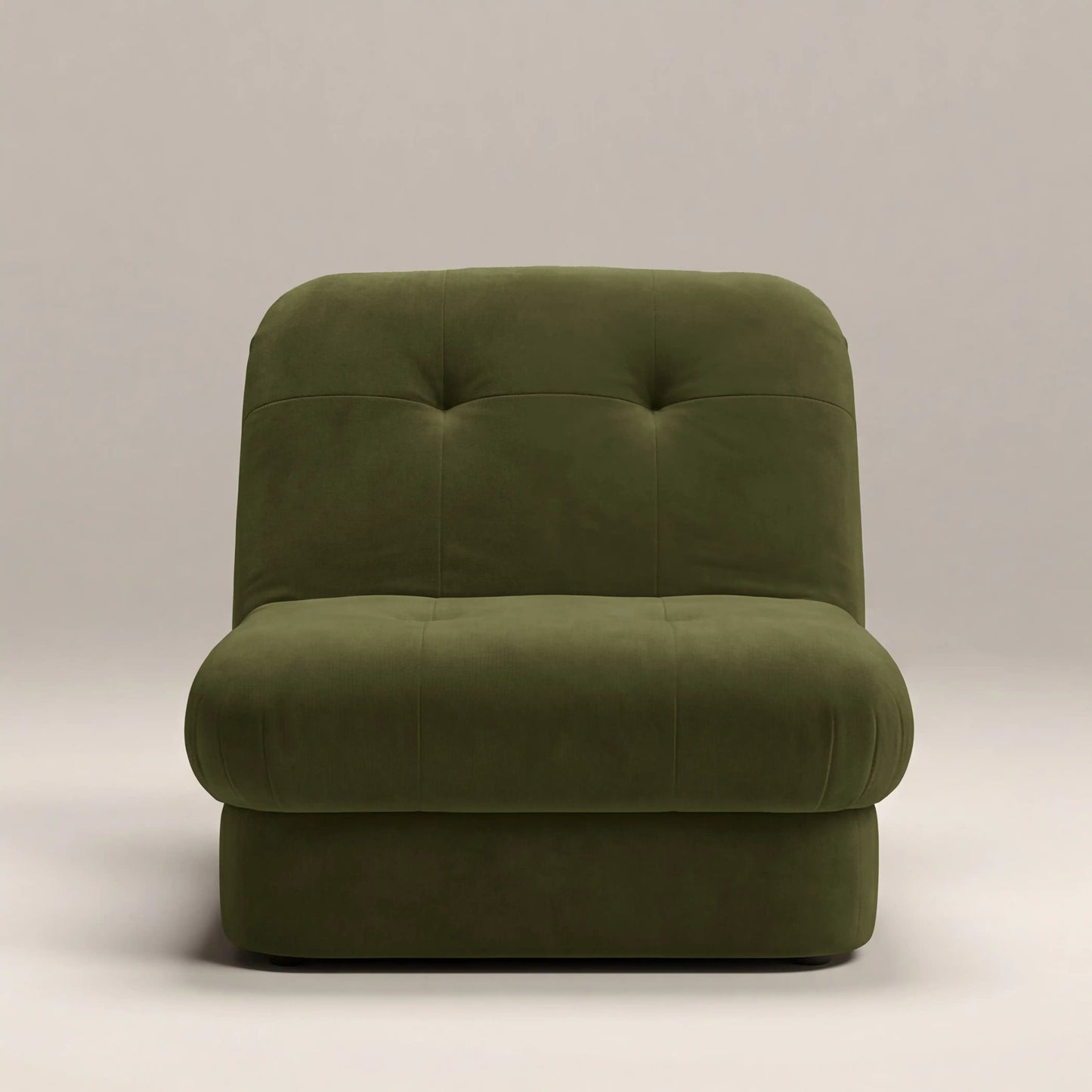 Freya Armchair in green fabric, side view