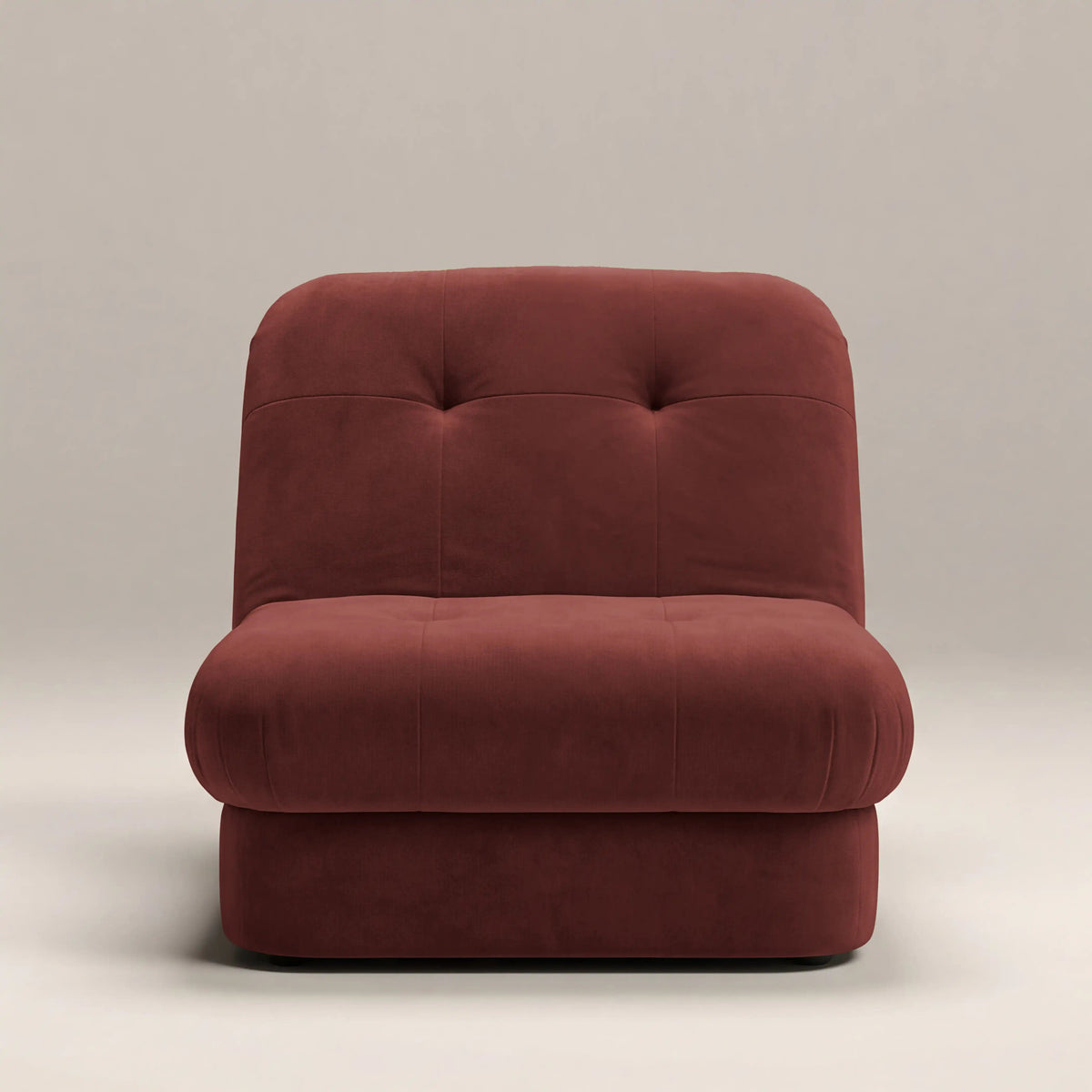 Freya Armchair in rust fabric, side view