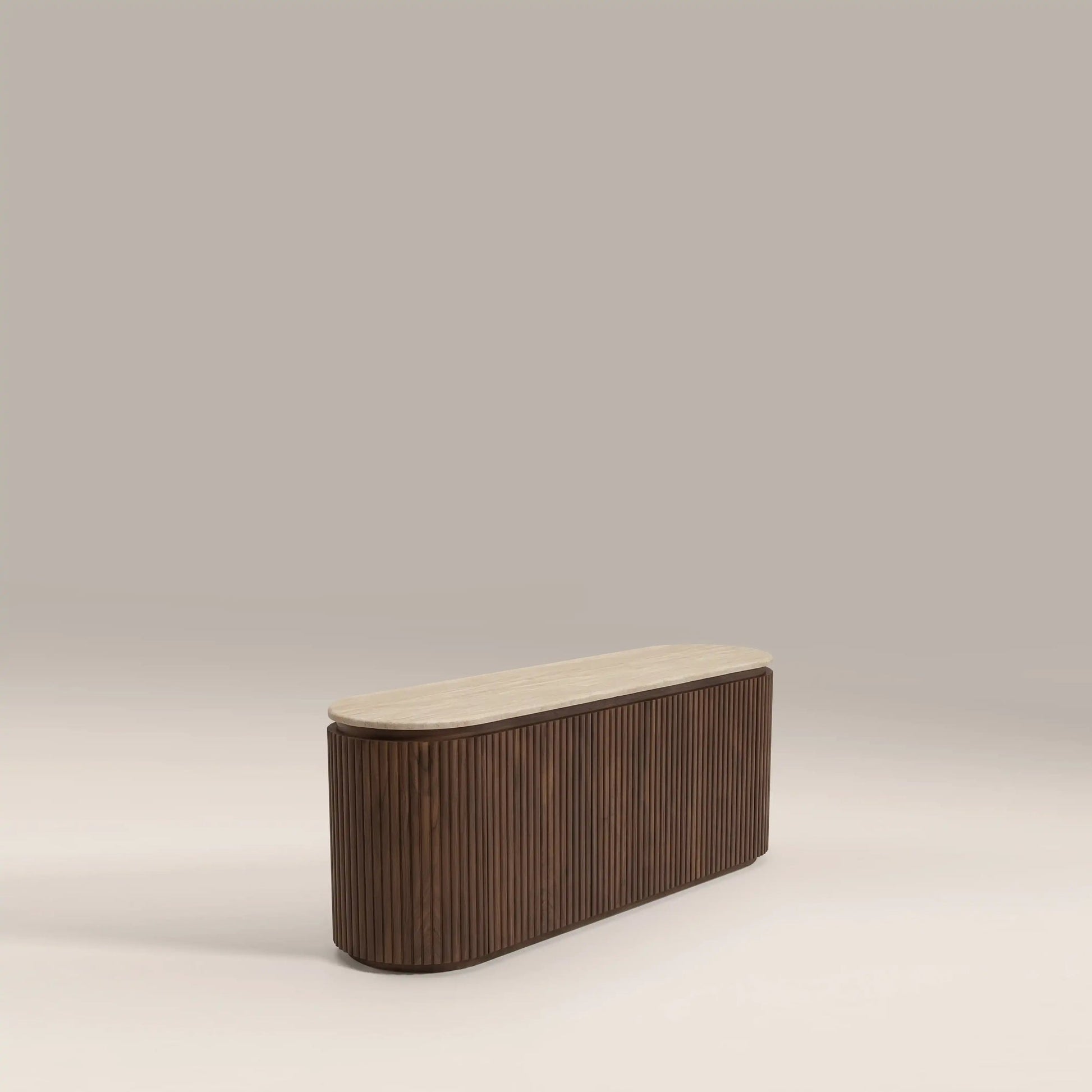 Vera 3 Door TV Unit – Walnut with Travertine