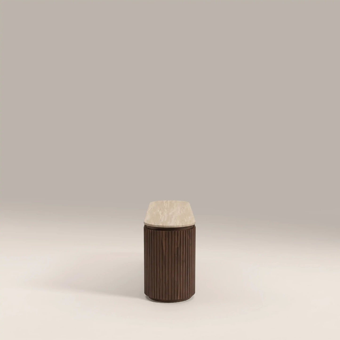 TV unit leg and ribbed panel detail