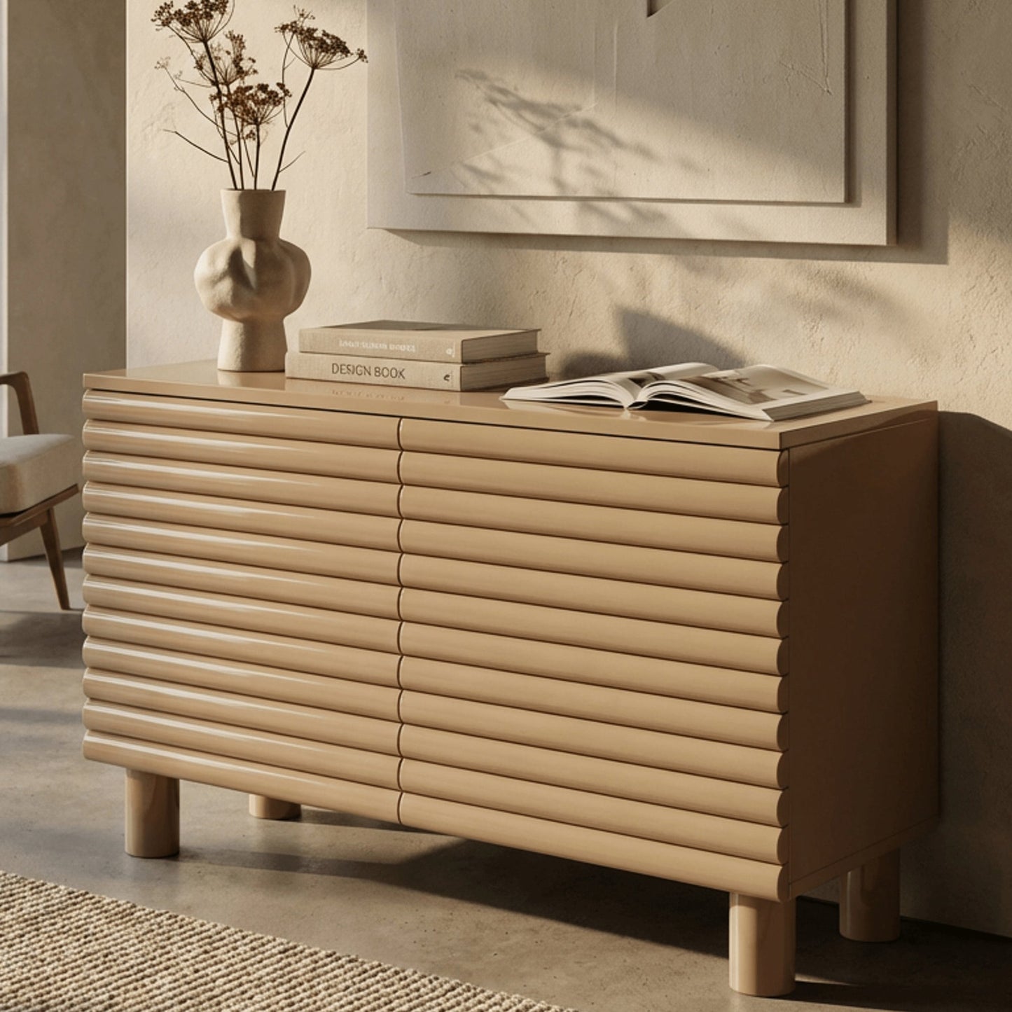 Taupe gloss sideboard front view