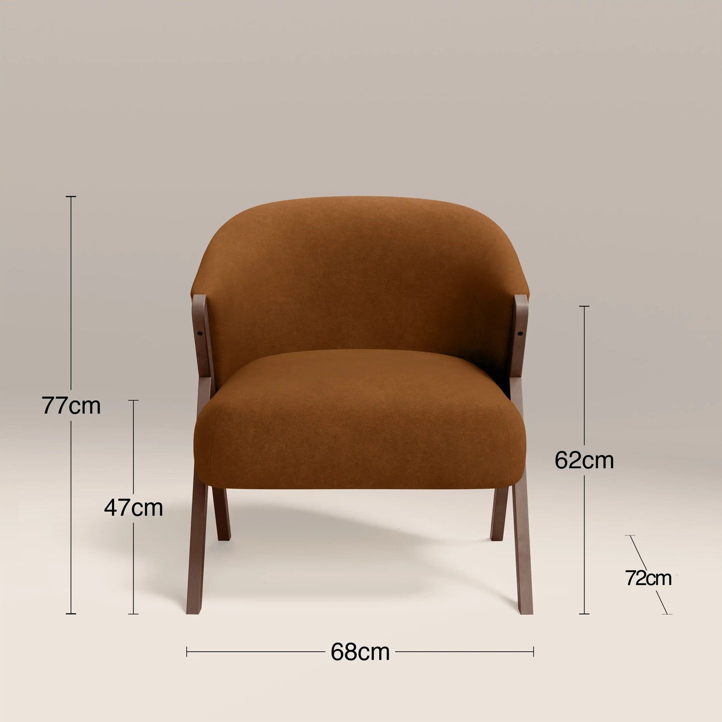 Kiya Accent Chair in brown fabric, detail view