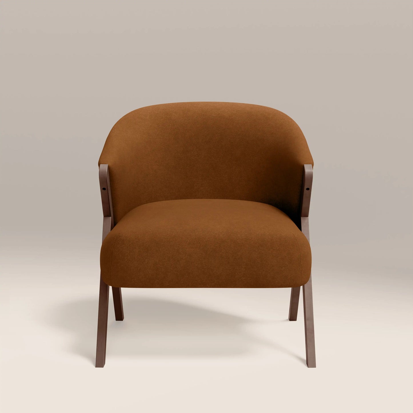 Kiya Accent Chair in brown fabric, front view