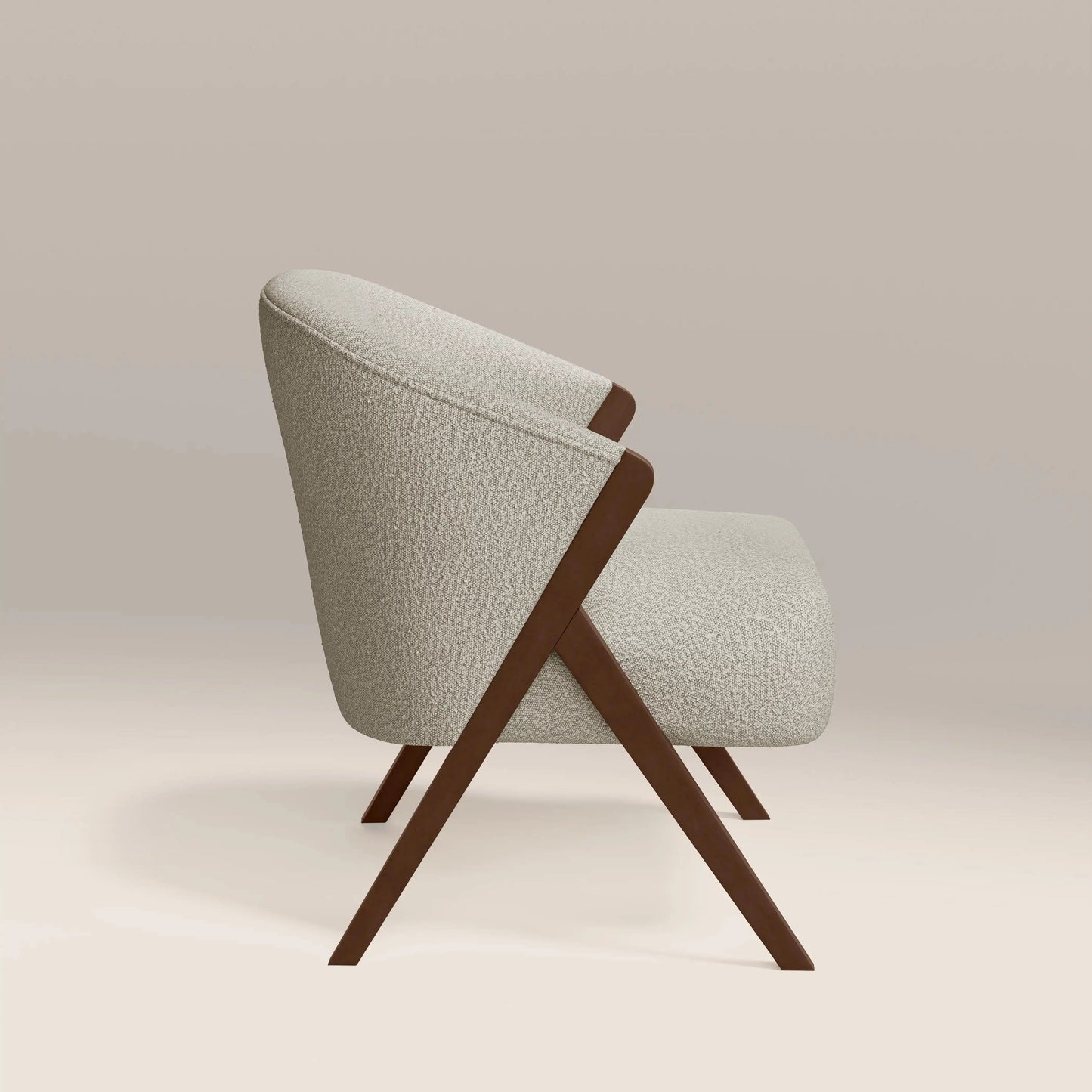Kiya Accent Chair in cream fabric, angled view