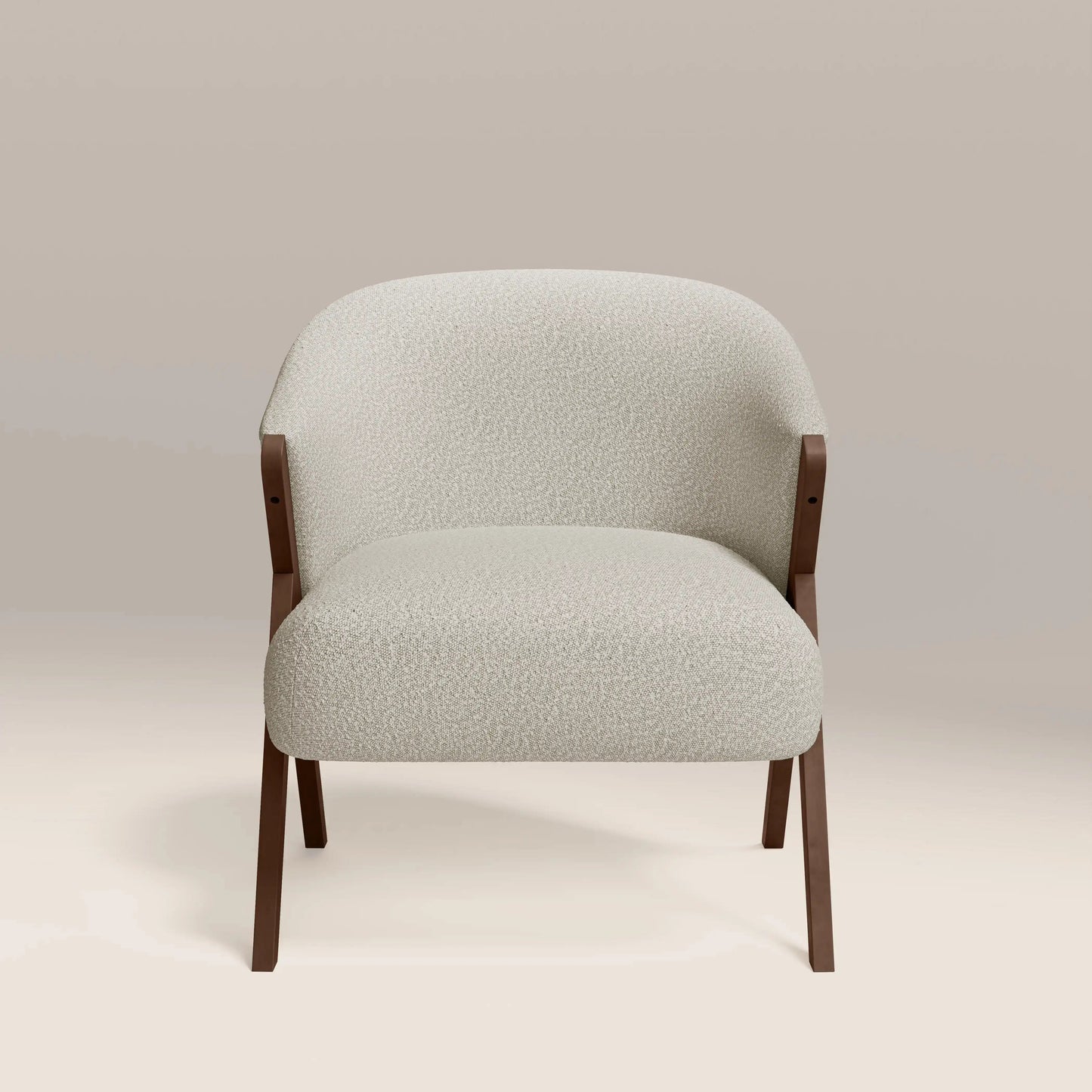 Kiya Accent Chair in cream fabric, side view