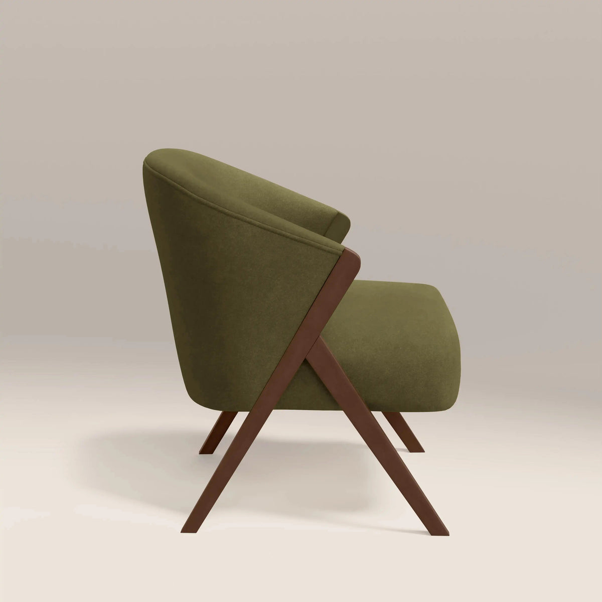 Kiya Accent Chair in green fabric, angled view