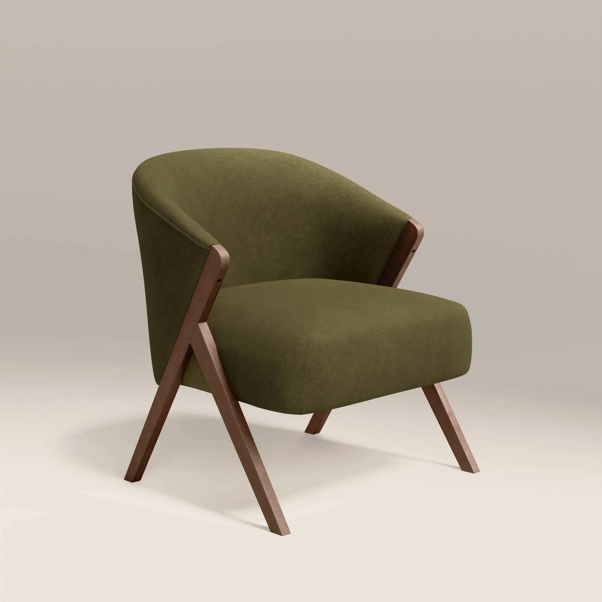 Kiya Accent Chair in green fabric, front view