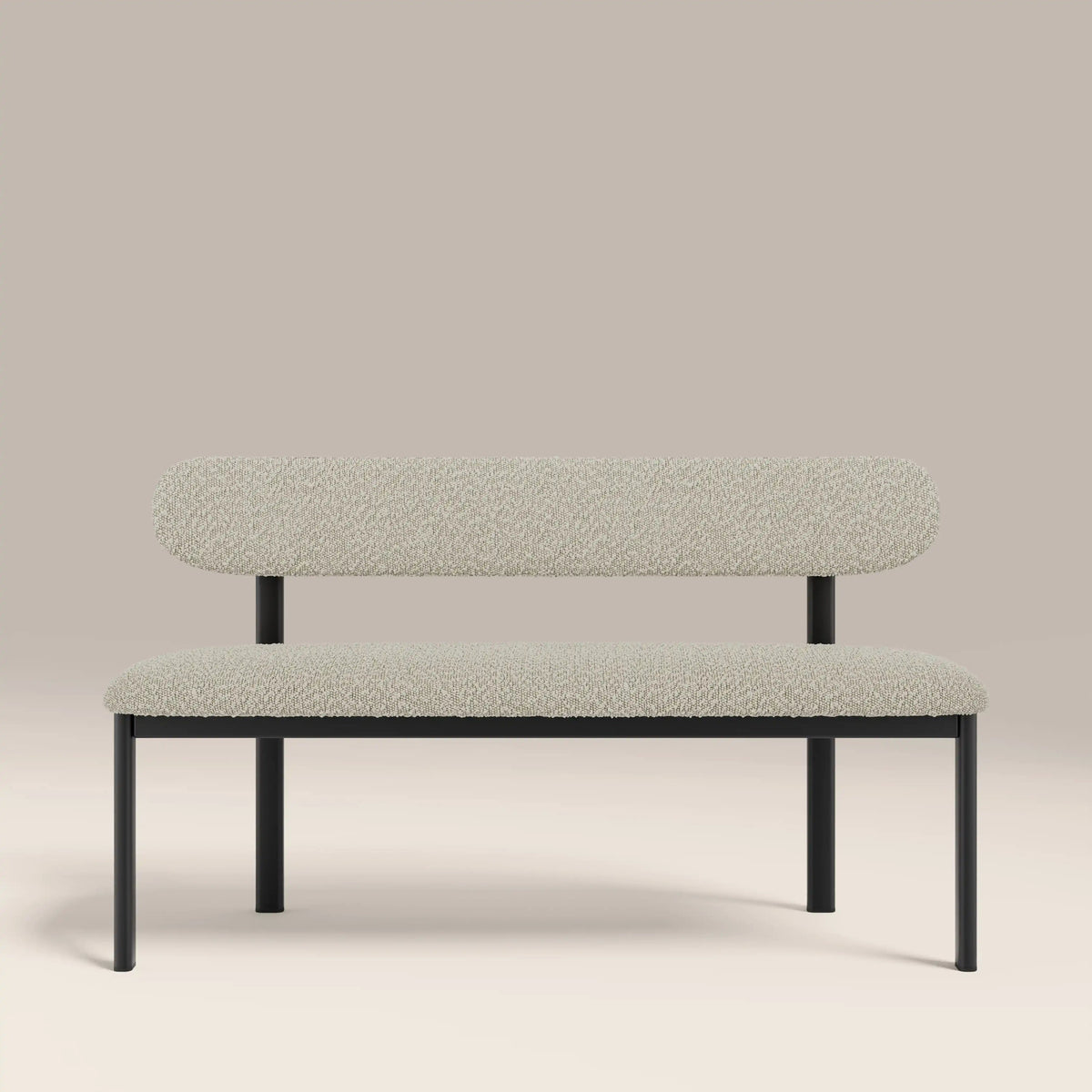 Layan Cream Fabric Dining Bench – front view
