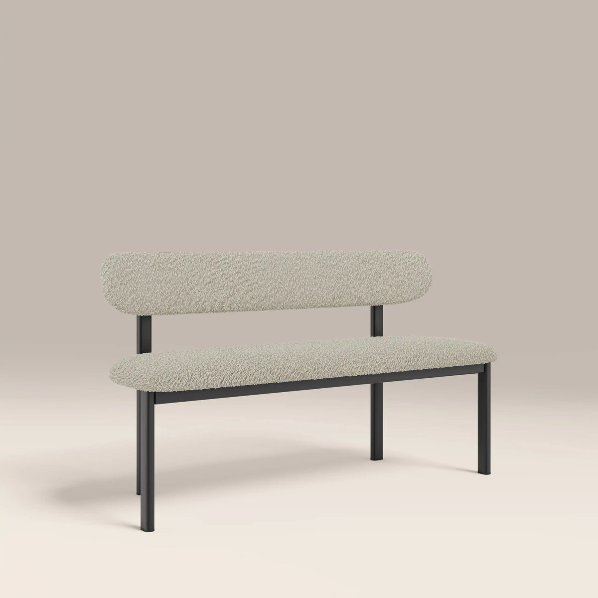 Layan Cream Fabric Dining Bench – angled front view