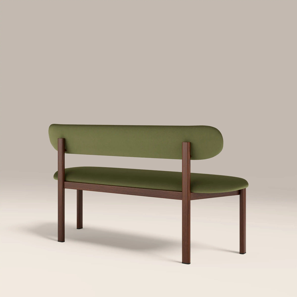 Layan Green Fabric Dining Bench – angled view