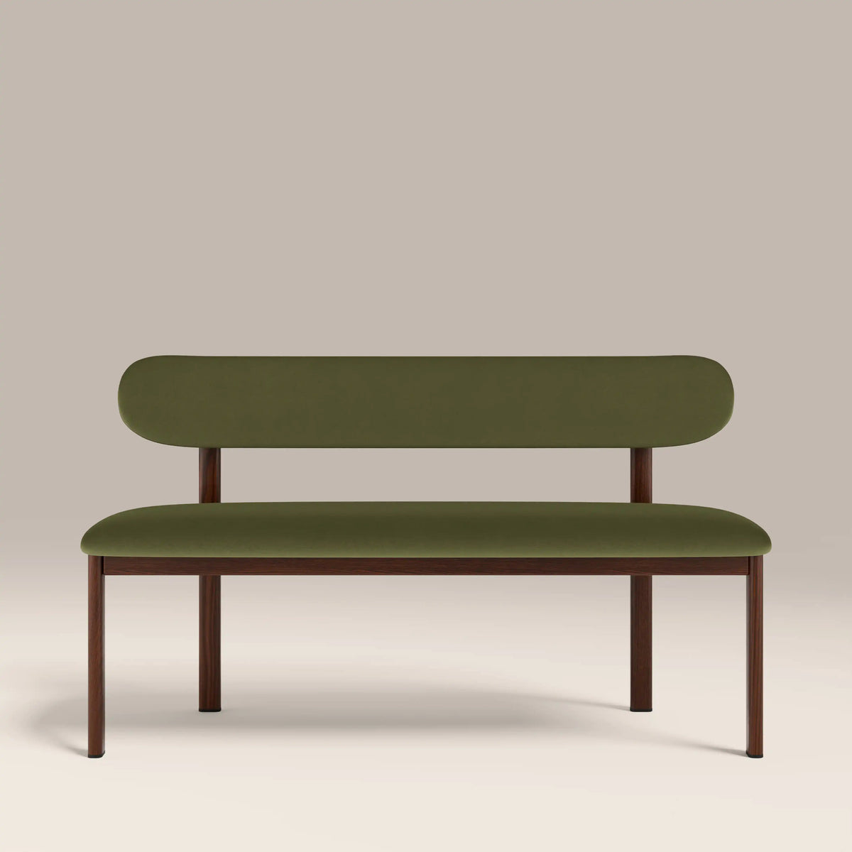 Layan Green Fabric Dining Bench – front view