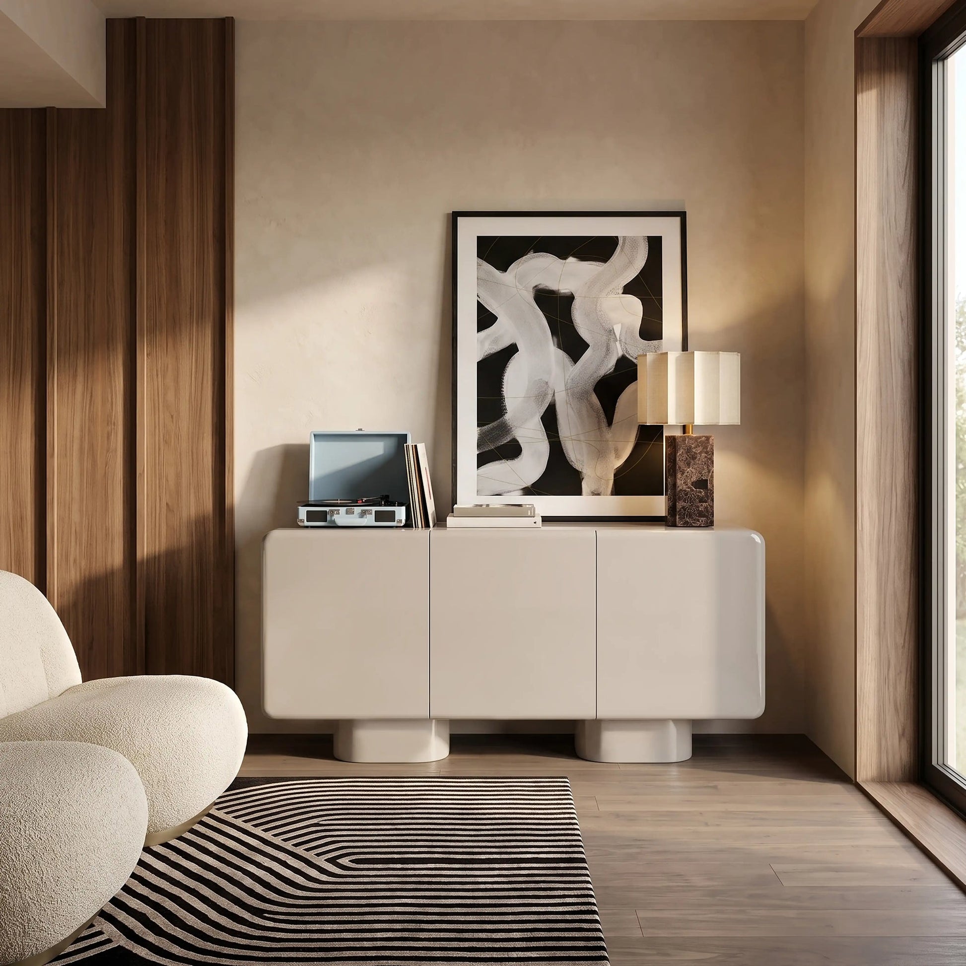 Lina 3 Door Sideboard Cream