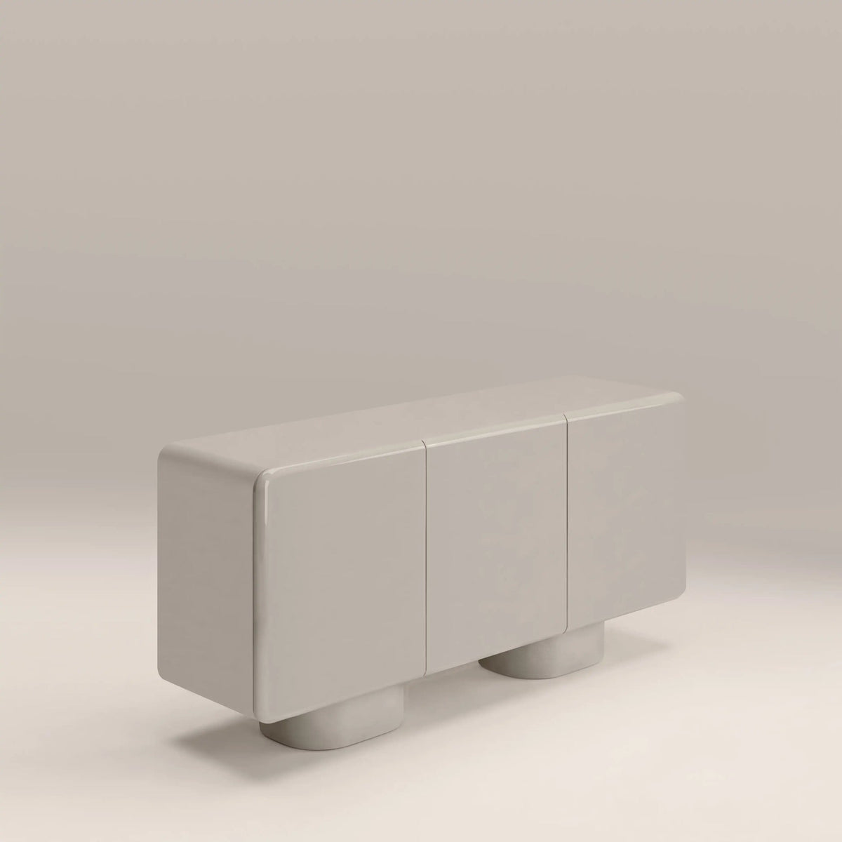 Cream gloss sideboard angled view