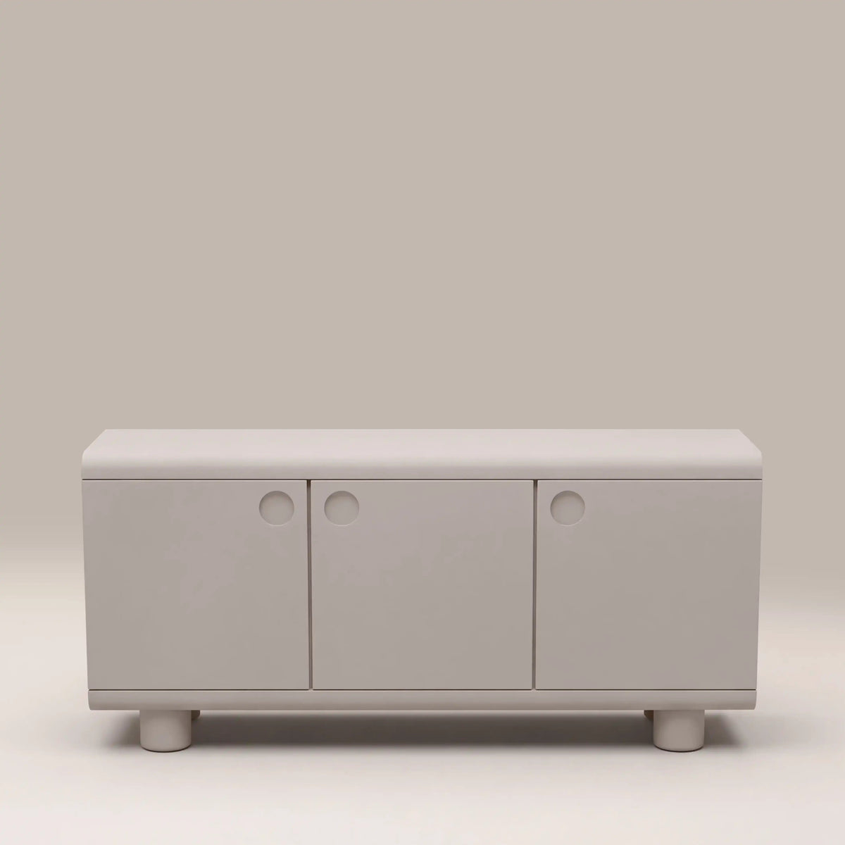 Mila 3-Door Sideboard in light grey, front view