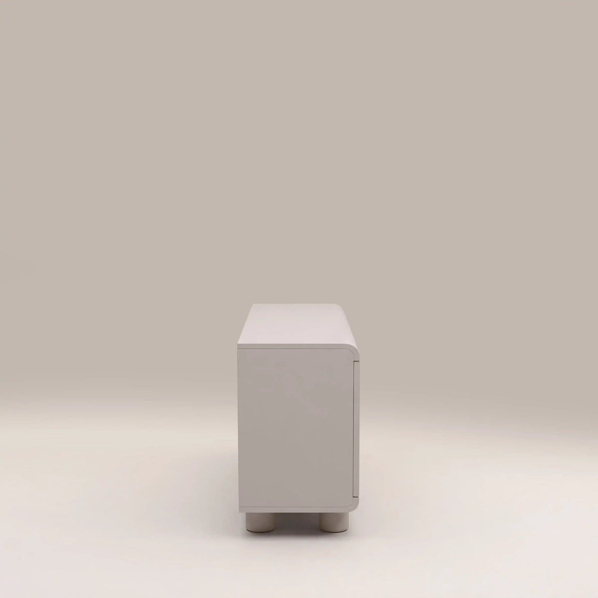 Mila 3-Door Sideboard in light grey, side view