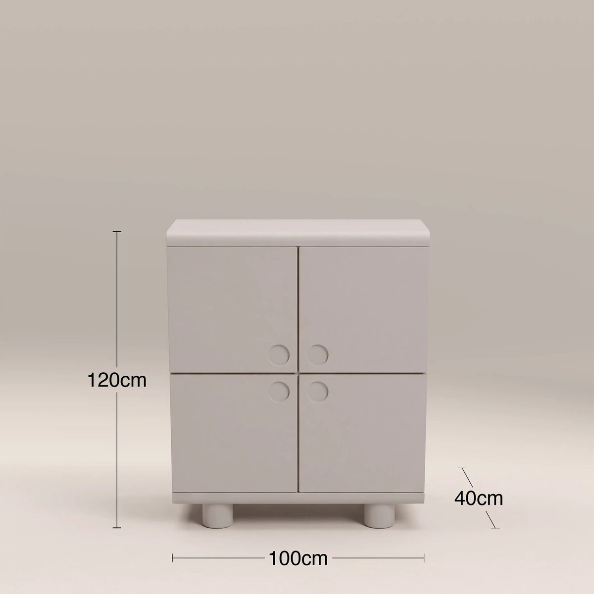 Mila 4-Door Sideboard in light grey, lifestyle view