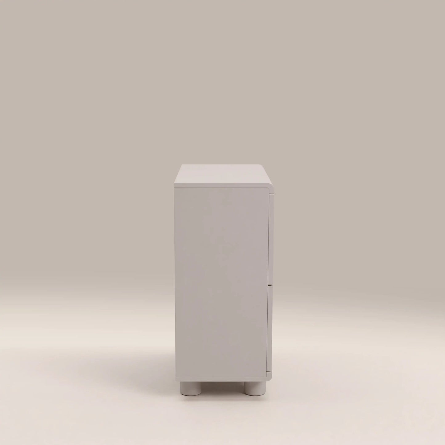 Mila 4-Door Sideboard in light grey, side view