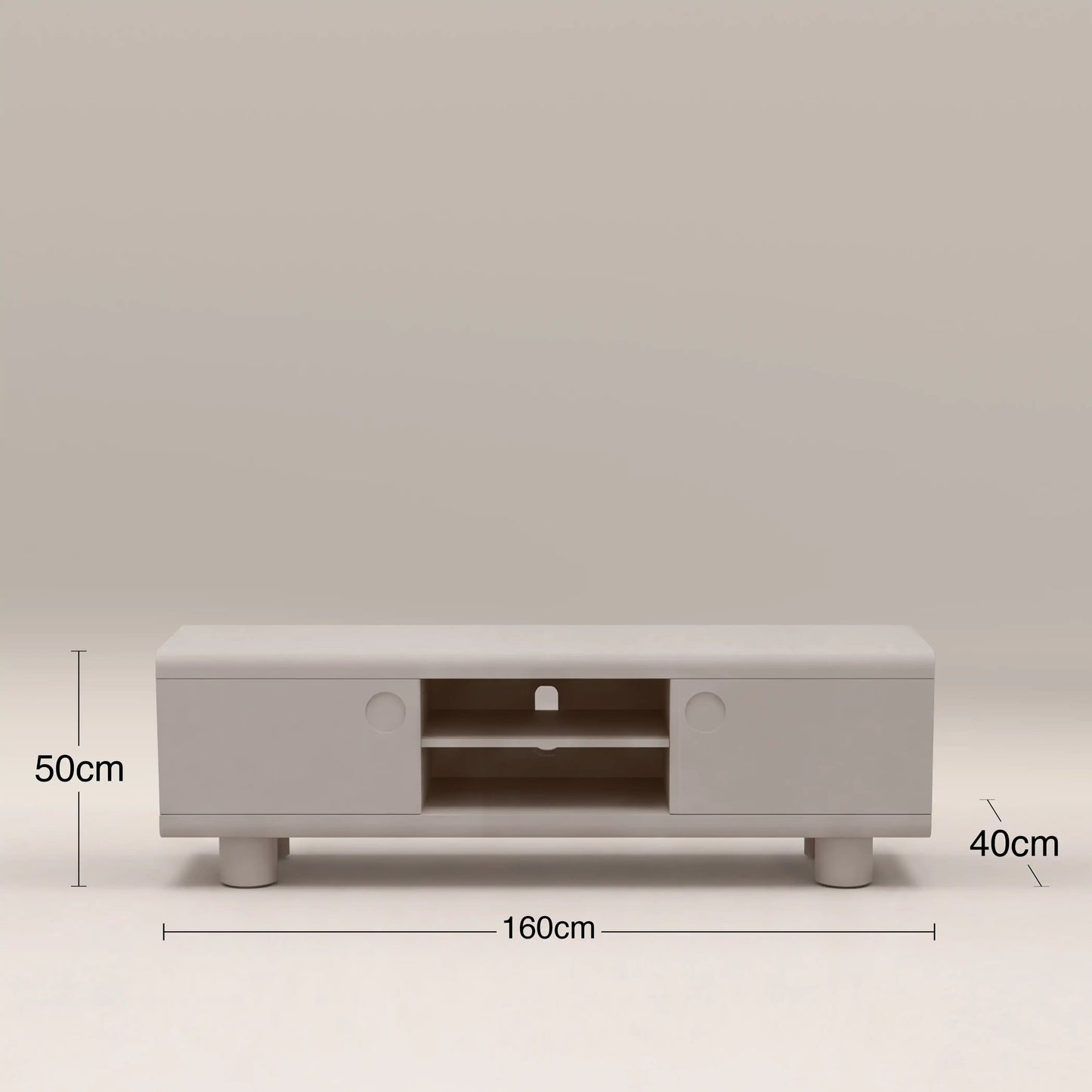 Mila TV Stand in light grey, lifestyle view