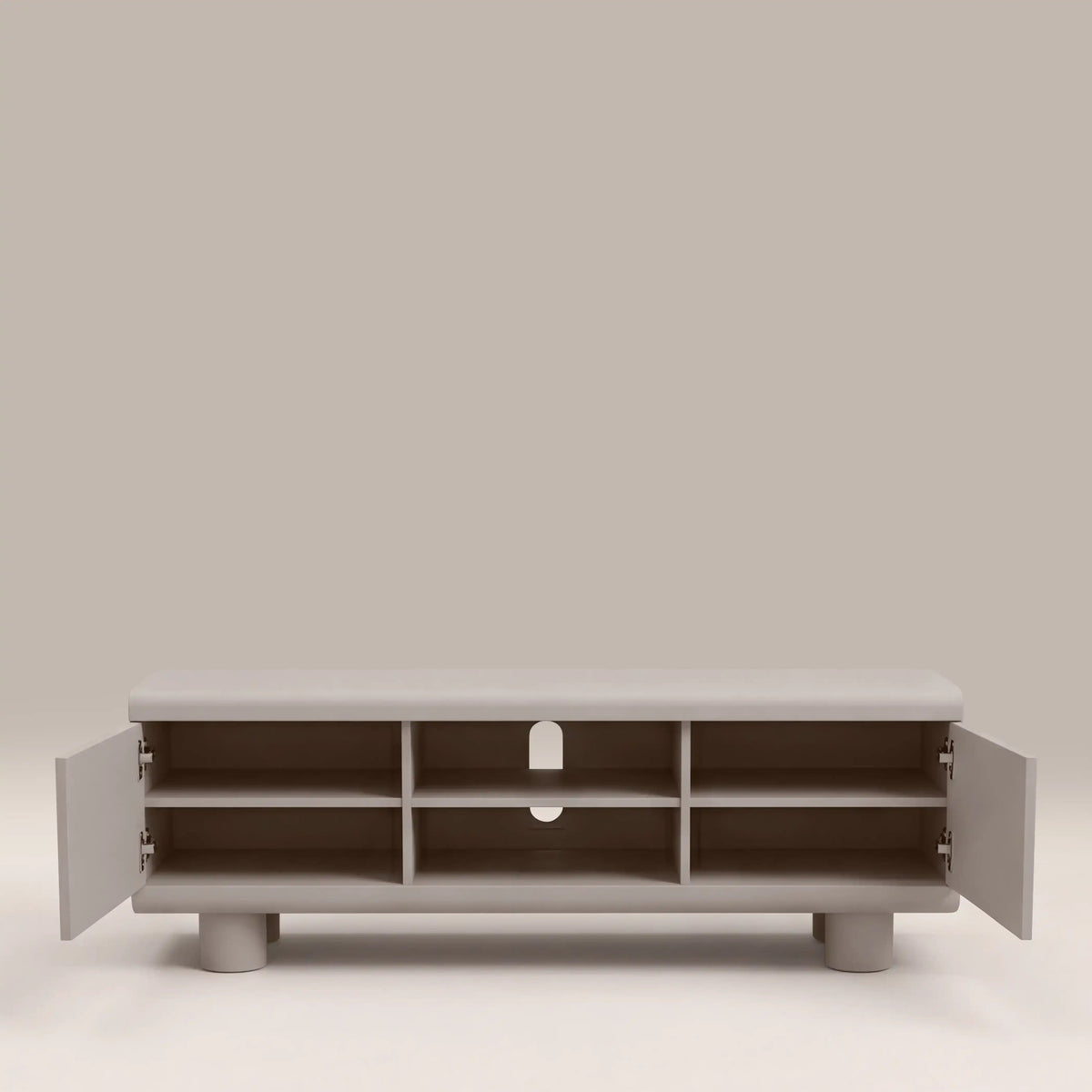 Mila TV Stand in light grey, open view