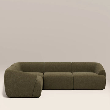 Mira Olive Green 3 Seater Fabric L-Shape Corner Sofa