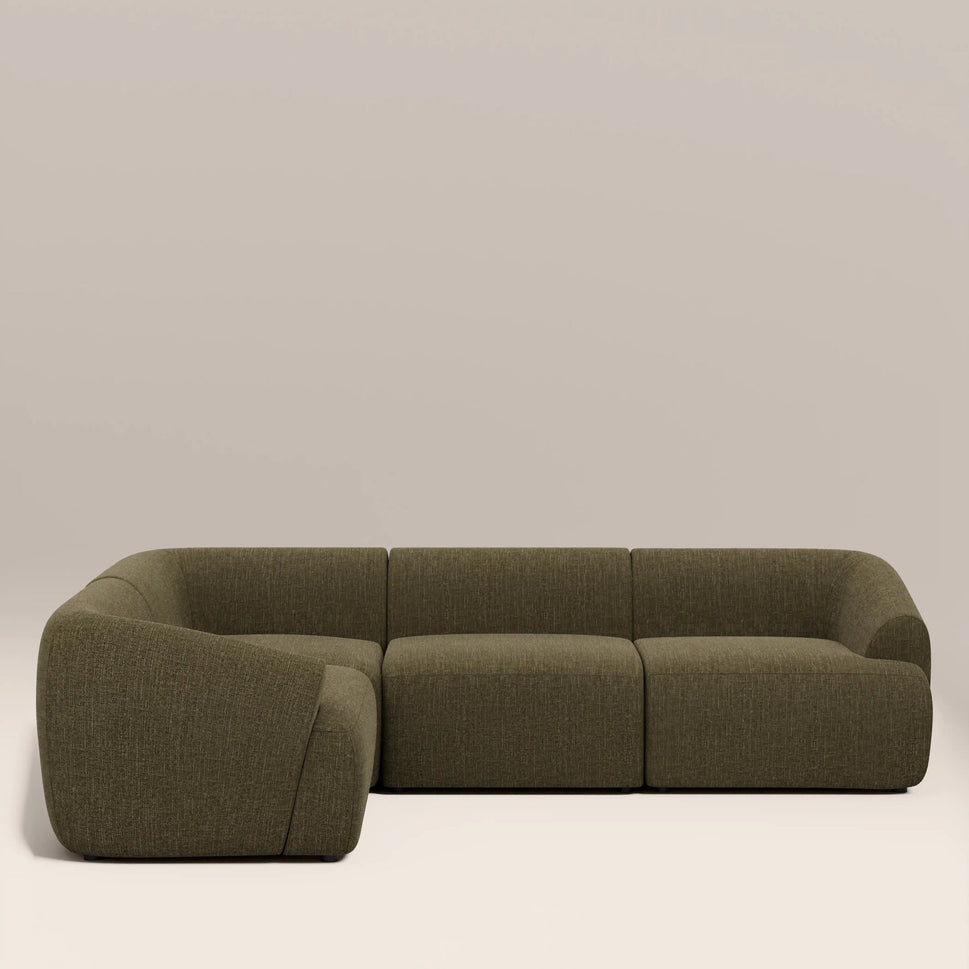 Mira Olive Green 3 Seater Fabric L-Shape Corner Sofa