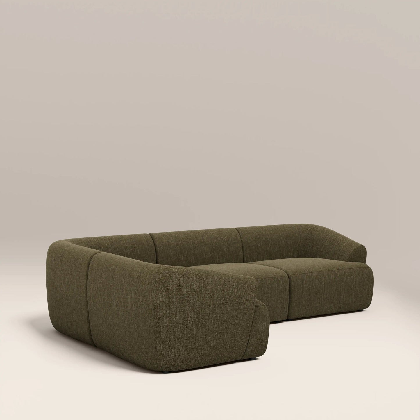 Mira green corner sofa, angled view