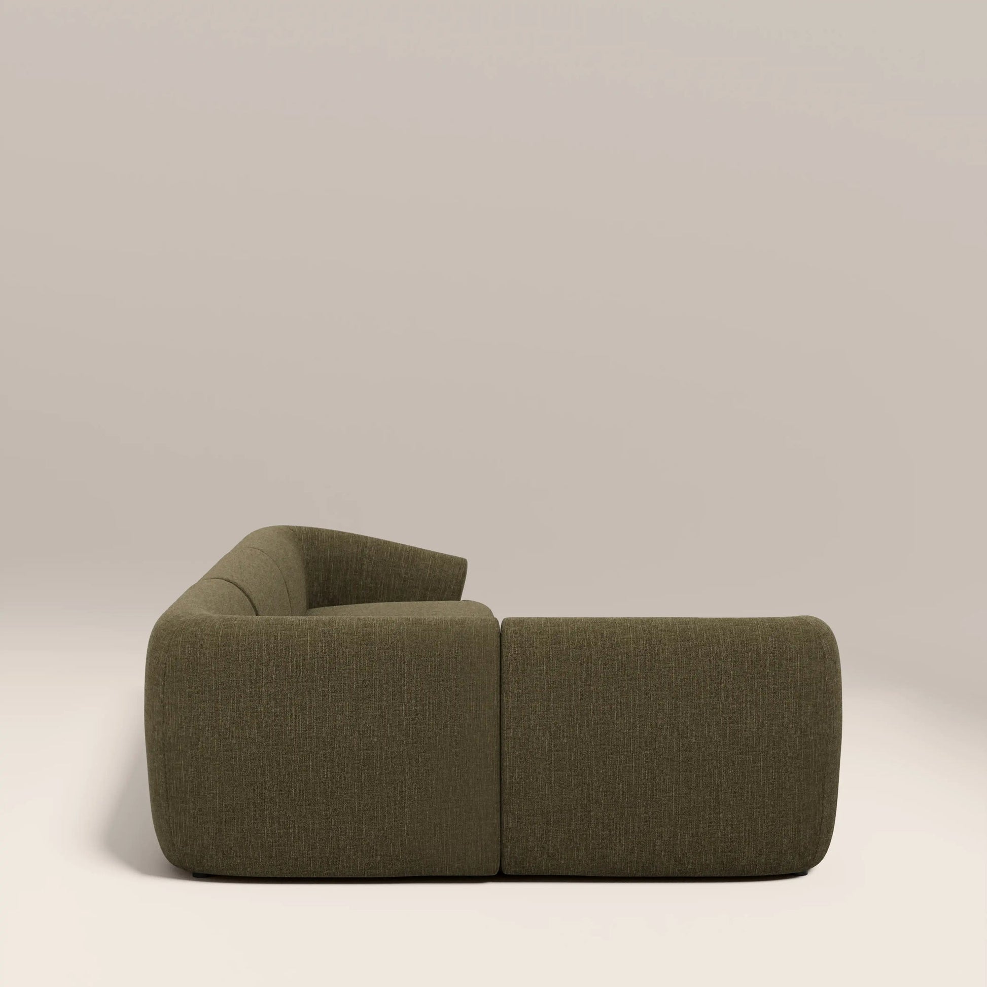 Mira L-Shape Corner Sofa – Olive Green, 3 Seater