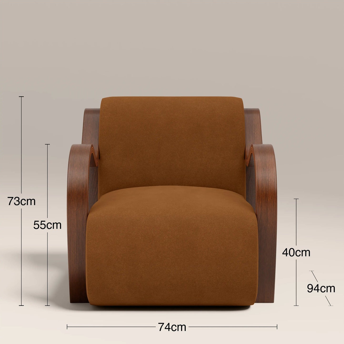 Brown accent chair styled in a living room
