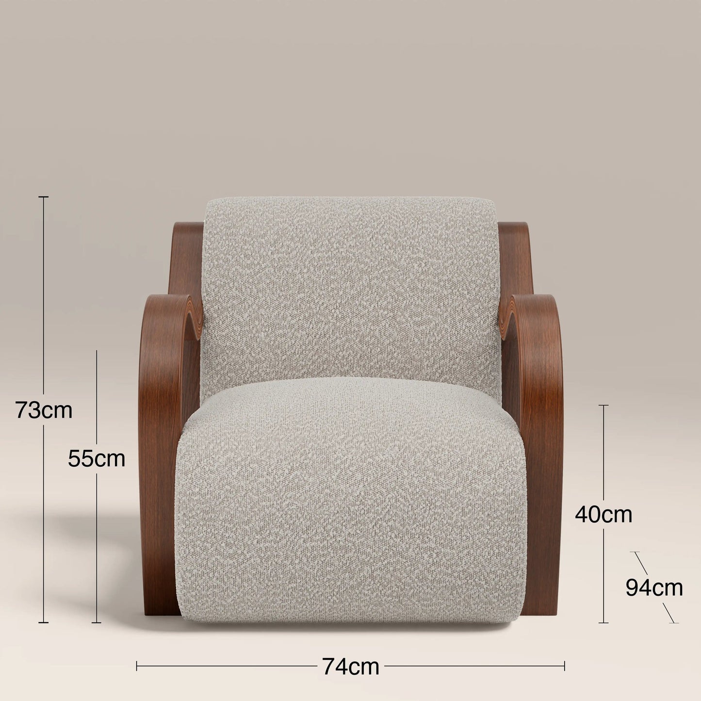 Cream accent chair styled in a living room