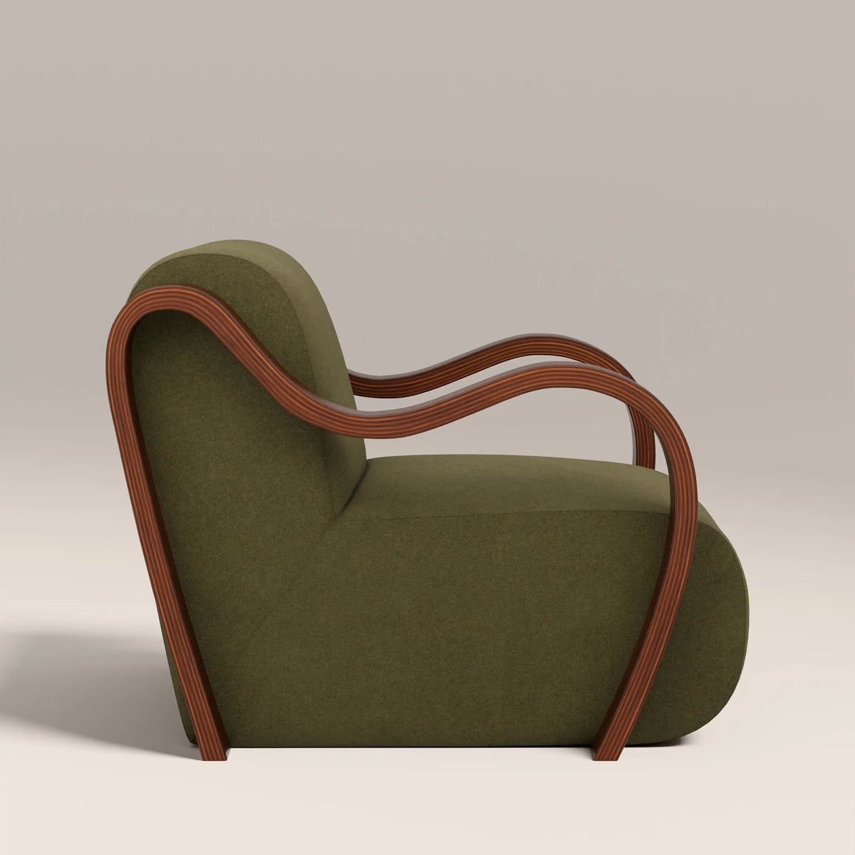 Green accent chair side profile