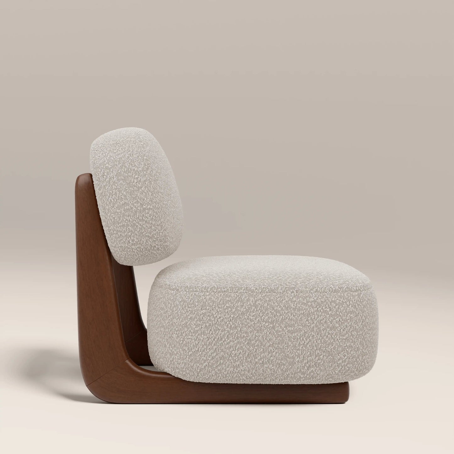 Naila Accent Chair in cream fabric, angled view